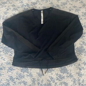 Lululemon Reach for the Run Black Long Sleeve Mesh Cropped Top Size 6